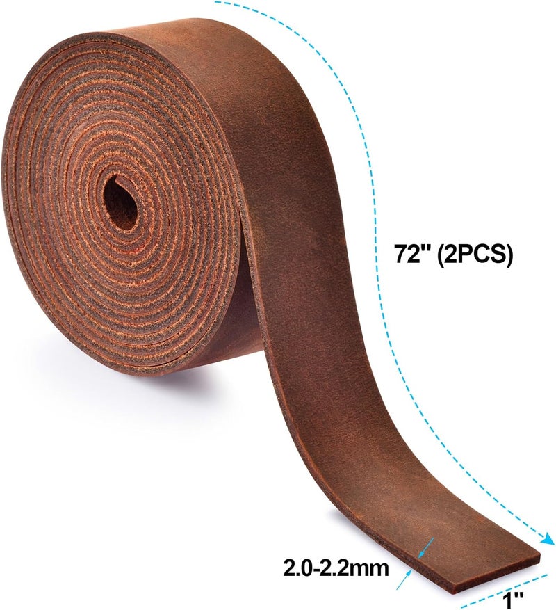 TeeLiy Leather Strap 1 Inches Wide Flat Leather Straps for Crafts, Full Grain Oil Tan Leather Strips for Crafts, Tooling, Belt, Garden Tools (2mm Thick 72 Inches Long Dark Brown) - Image 4